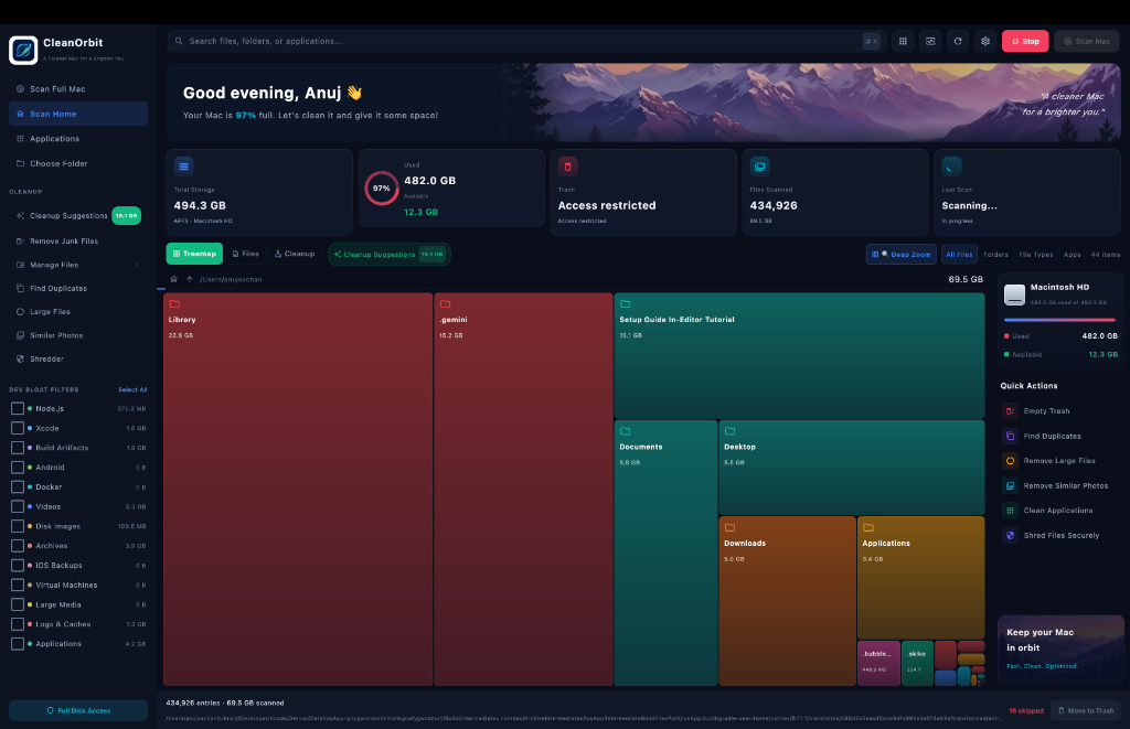 Interactive Deep Scan Treemap in CleanOrbit